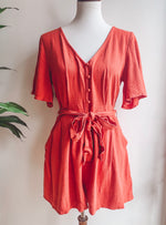Load image into Gallery viewer, Paprika Button Down Romper
