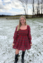 Load image into Gallery viewer, Holiday Plaid Smocked Dress
