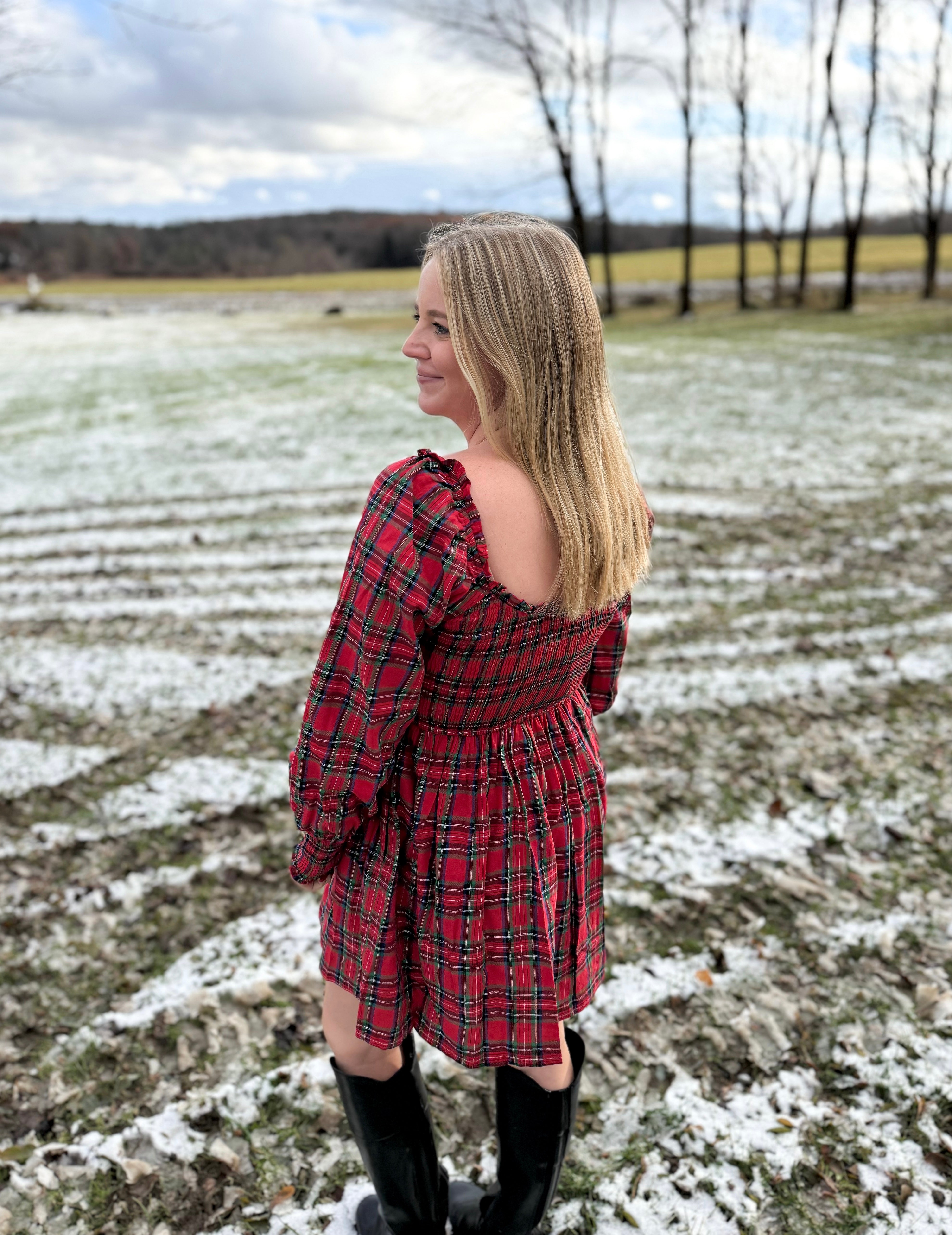 Holiday Plaid Smocked Dress