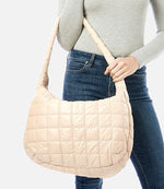Load image into Gallery viewer, Cream Quilted Puffer Tote
