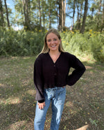 Load image into Gallery viewer, Midnight Ruffle Cardigan
