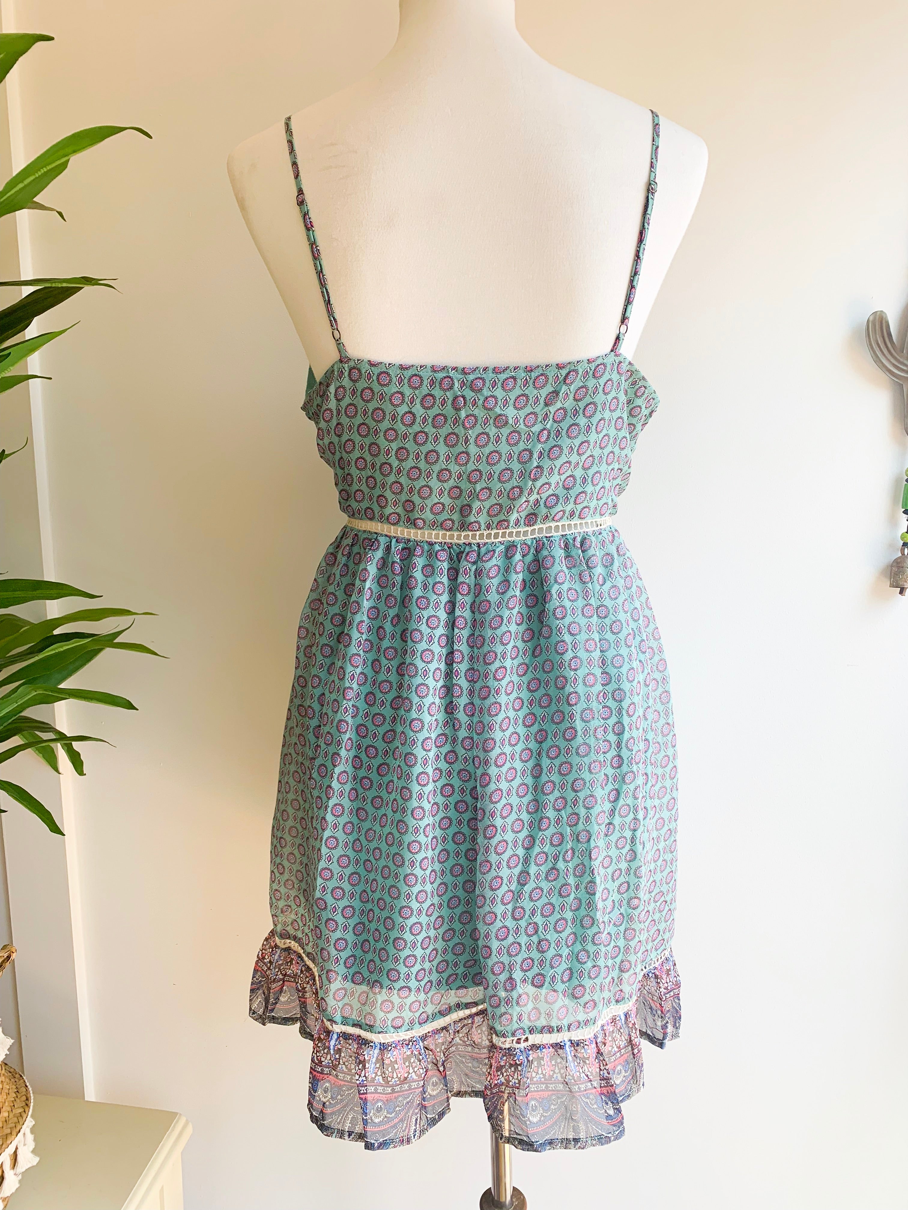 Vintage Mint Lace Up Dress