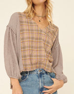 Load image into Gallery viewer, Olive Plaid Blouse
