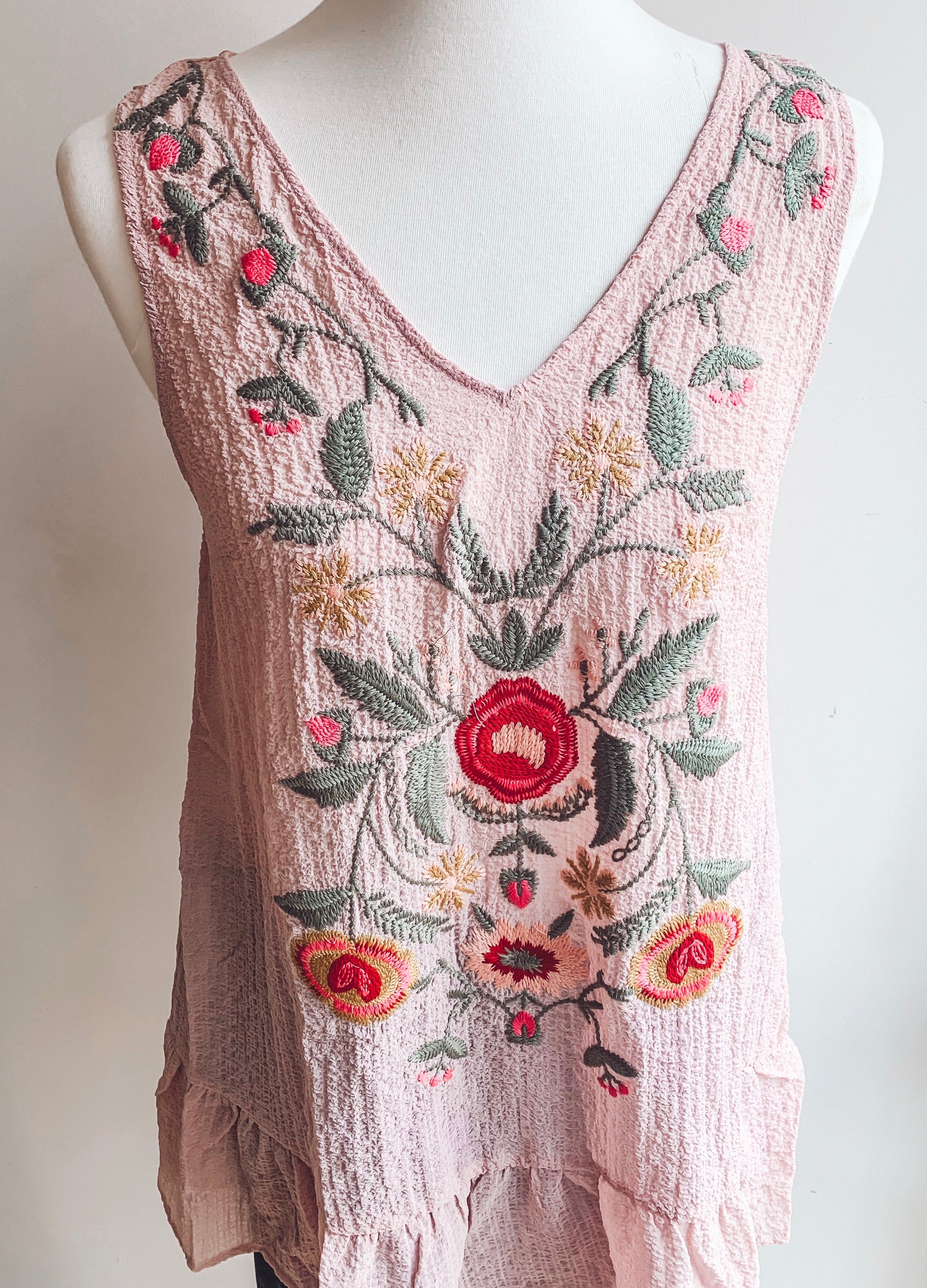Floral Embroidered Tank Top