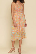 Load image into Gallery viewer, Peach Floral Midi Dress
