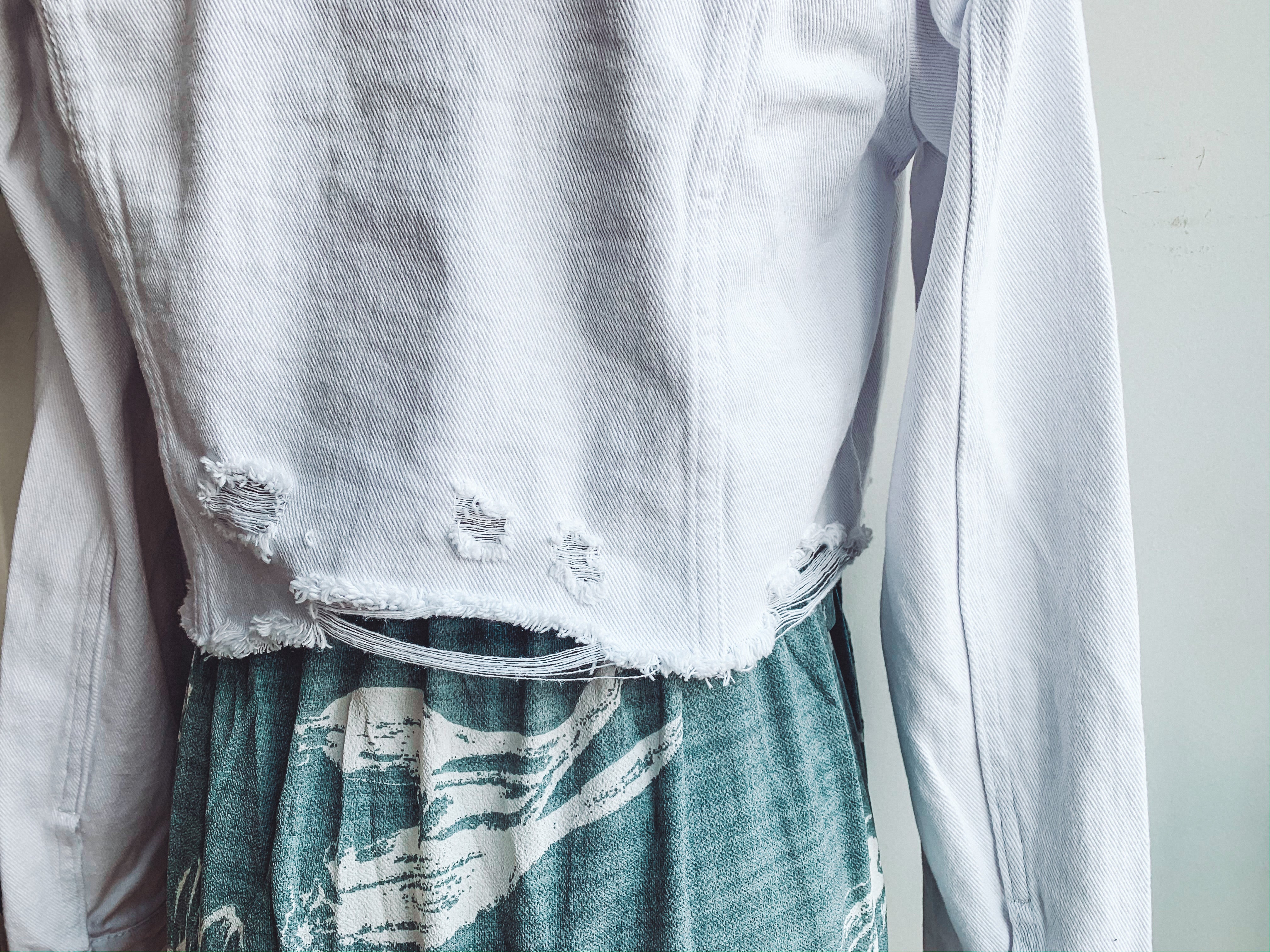 White Distressed Denim Jacket