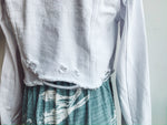 Load image into Gallery viewer, White Distressed Denim Jacket
