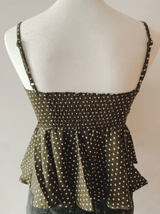 Olive Tie Front Top