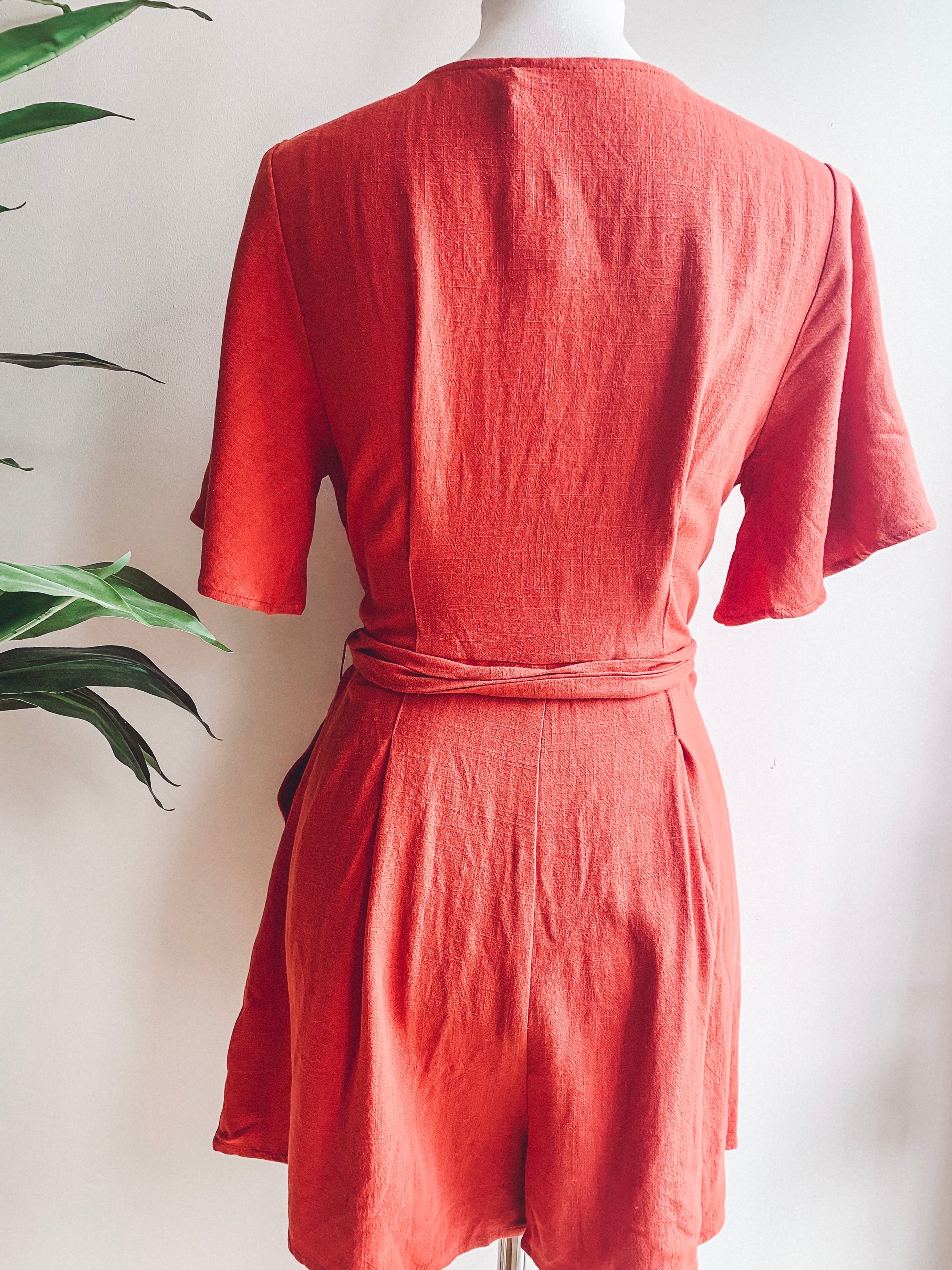 Paprika Button Down Romper
