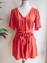 Load image into Gallery viewer, Paprika Button Down Romper
