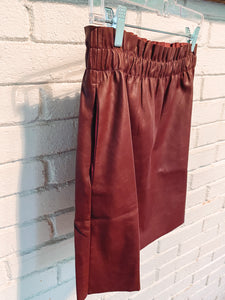 Burgundy Faux Leather Skirt