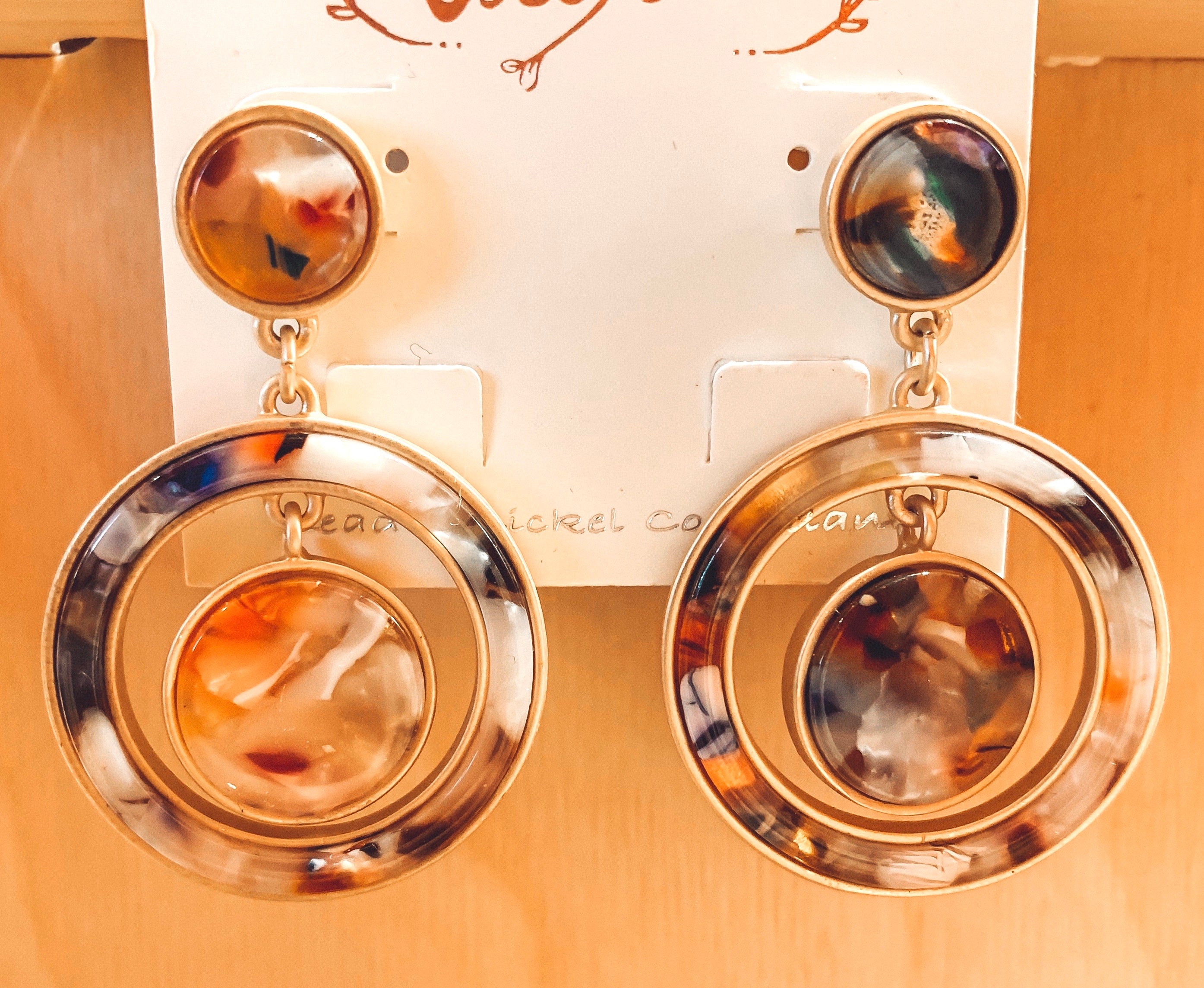 Tortoise Shell Drop Earrings