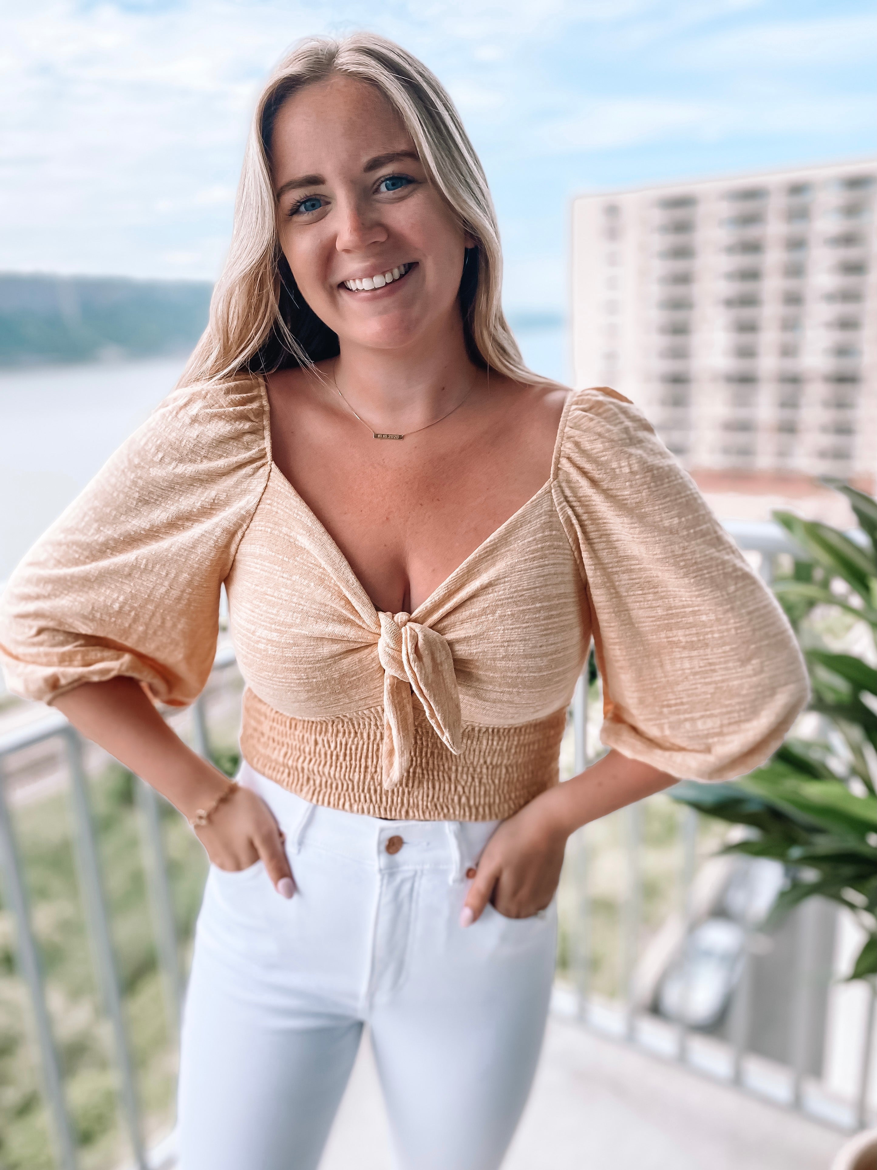 Honey Tie Front Top