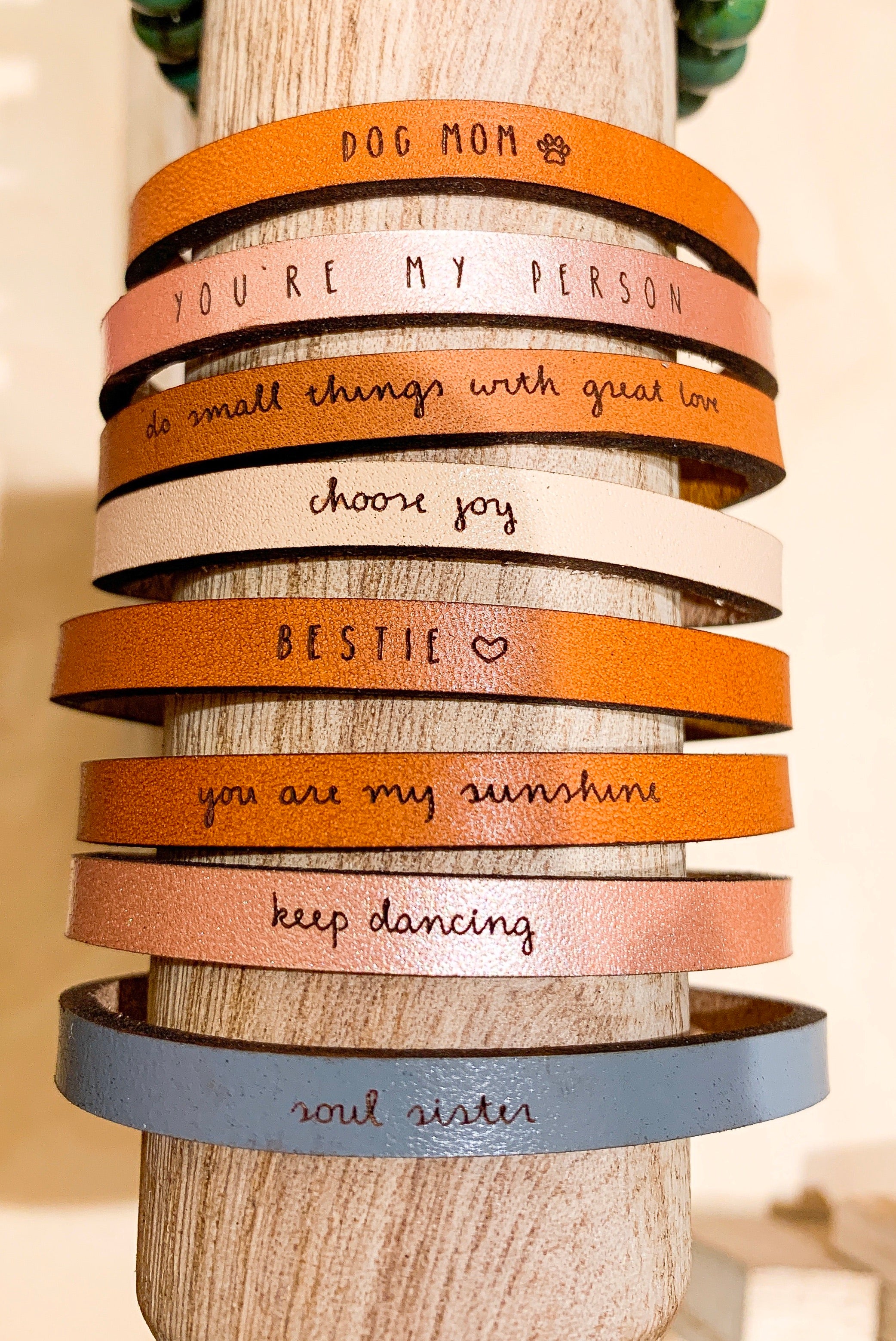 Engraved Leather Bracelet