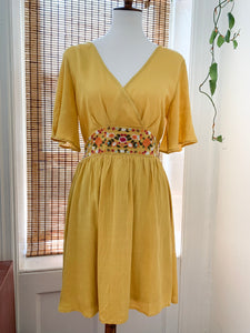 full bloom embroidered dress Round Neck Half Sleeves Floral Embroidery Delicate Midi Dress