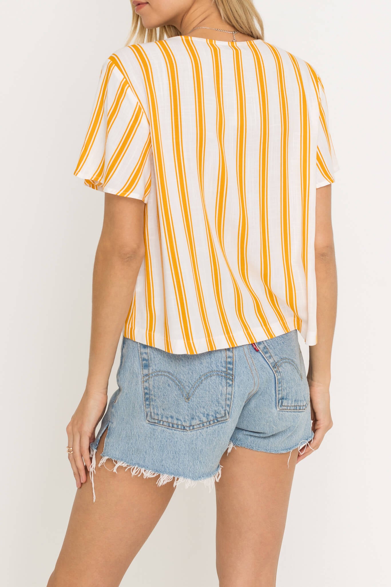 Gold Striped Button Down Top
